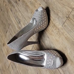 Silver gem embellished heels